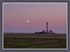 Westerhever - Vollmond über dem Leuchtturm