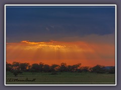 Sonnenuntergang im Tented Camp in der Serengeti Nord am Mara Fluss