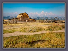 Mormon Row - die Bergkette im morgendlichen Nebel