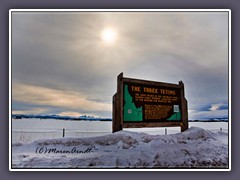 Blick auf die Tetons vom Highway 20 - auf dem Rückweg nach Idaho Falls