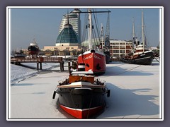 Eis und Schnee im Museumhafen