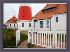 Westerhever mit zwei baugleichen Leuchtturmwärterhäuschen