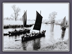 Schwarzweiss - Torfkähne auf der Wümme